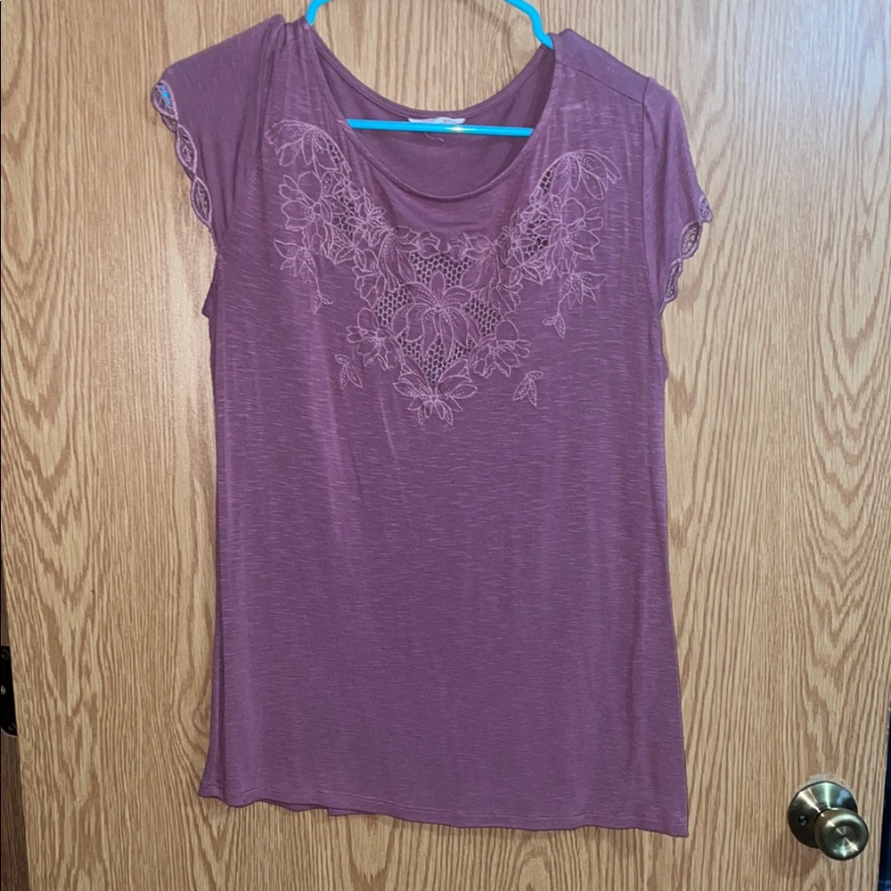 Purple Lace Detail Women's Top